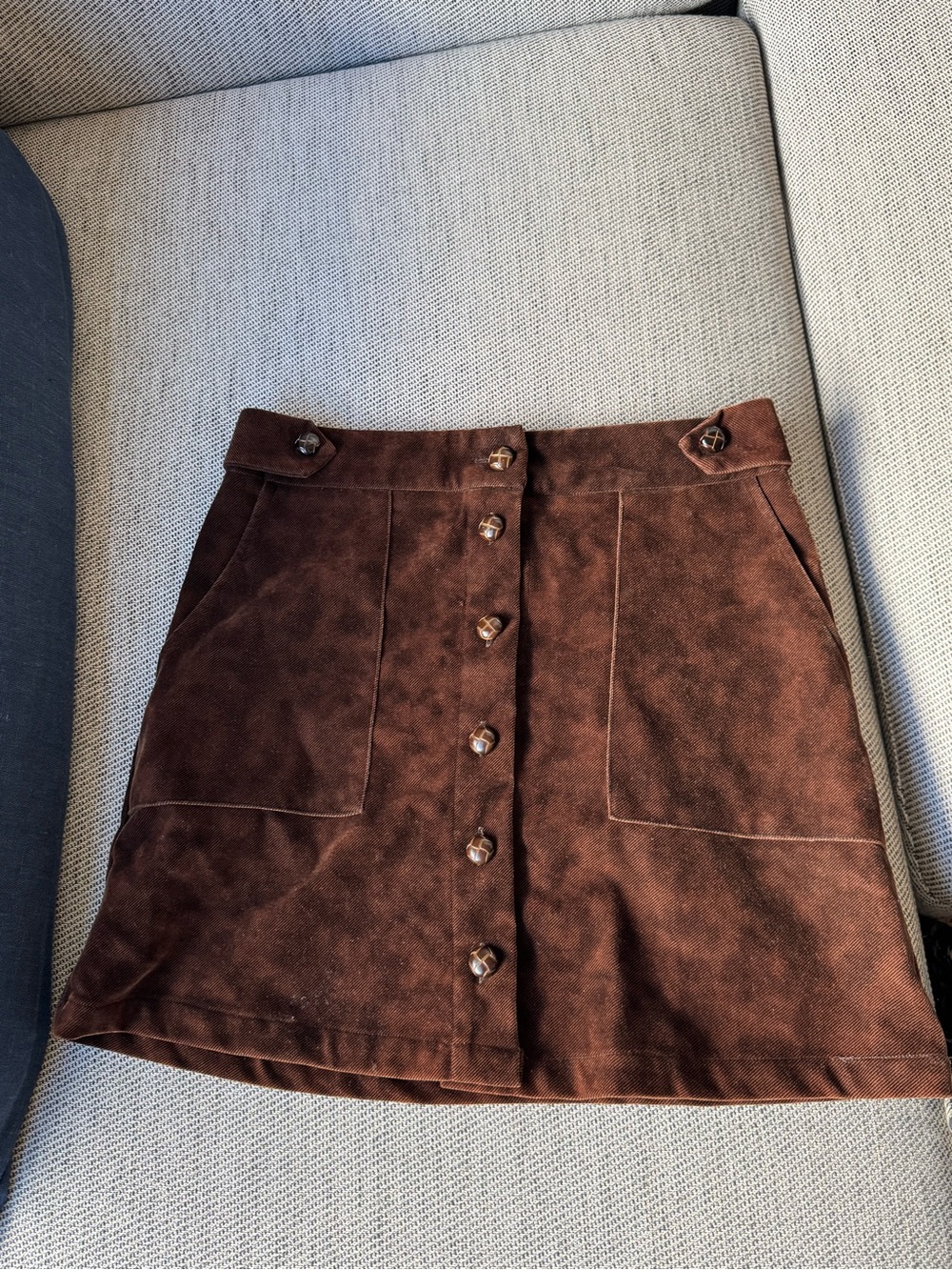 Brown Button-Front A-Line Skirt Sezane-style